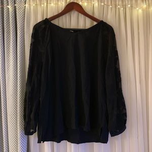 NWOT Ann Taylor LOFT Black Tie-Back Blouse